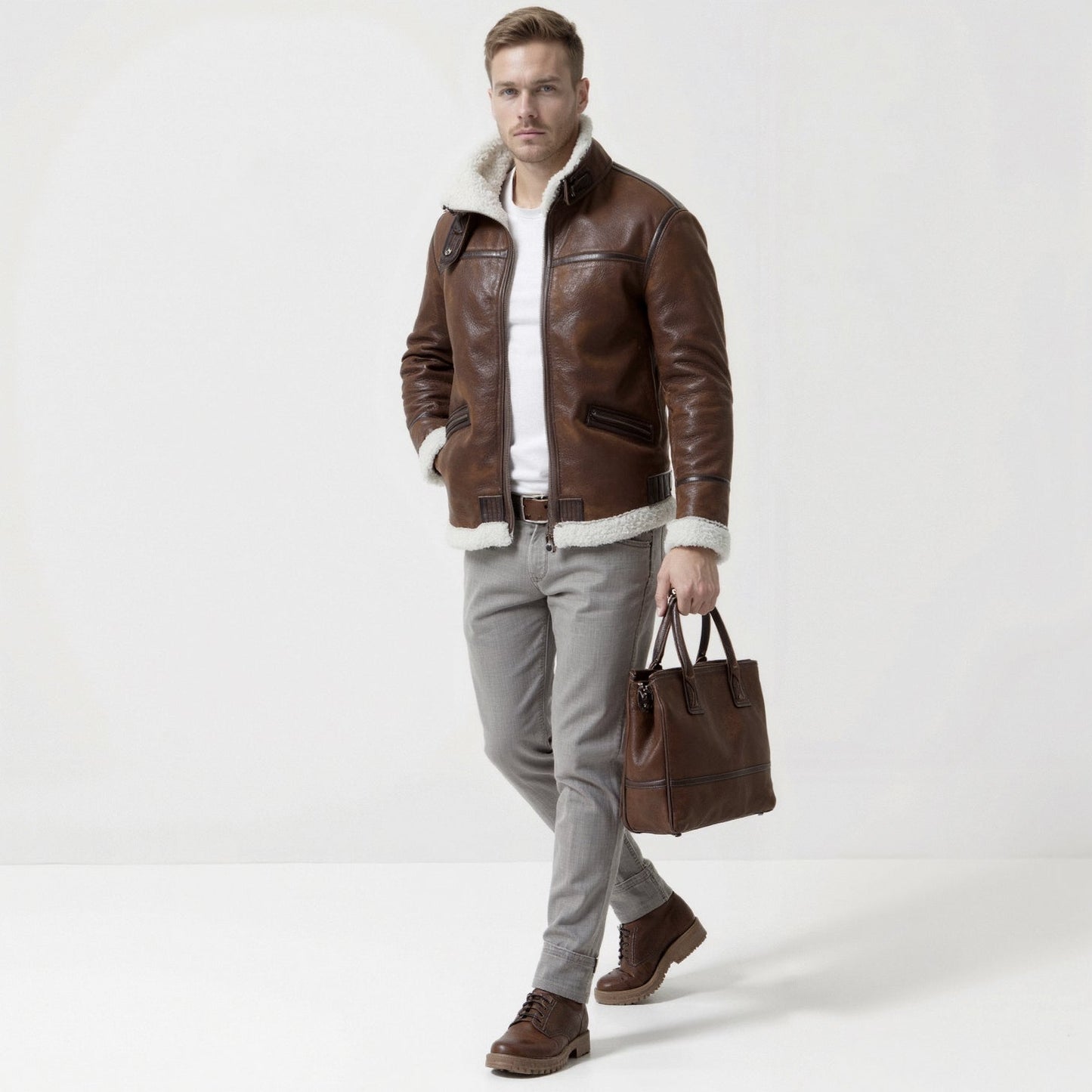 Chaqueta de cuero de chancho