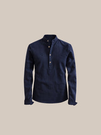 Thumbnail for Camisa de lino Manga Larga cuello mao azul - GOAT LONDON