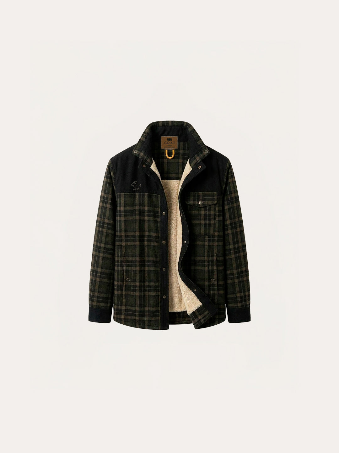 Chaqueta con corderito a cuadros Dark brown