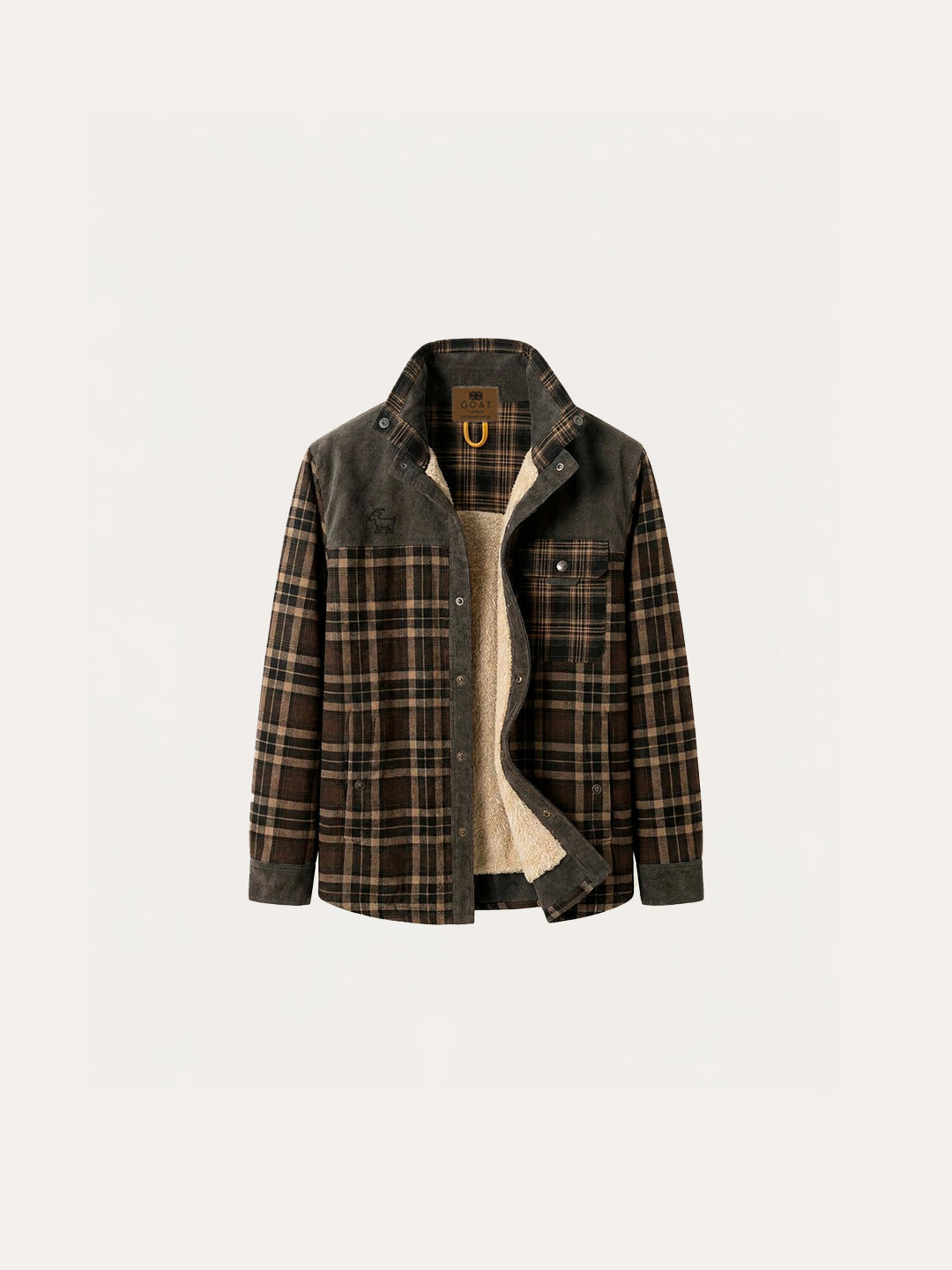 Chaqueta con corderito a cuadros Dark brown