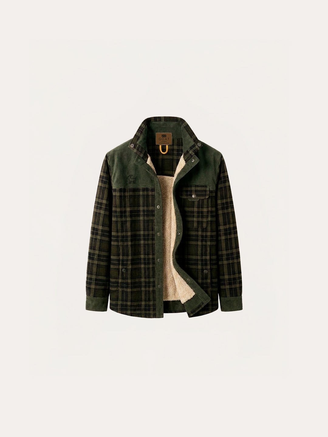 Chaqueta con corderito a cuadros Dark brown