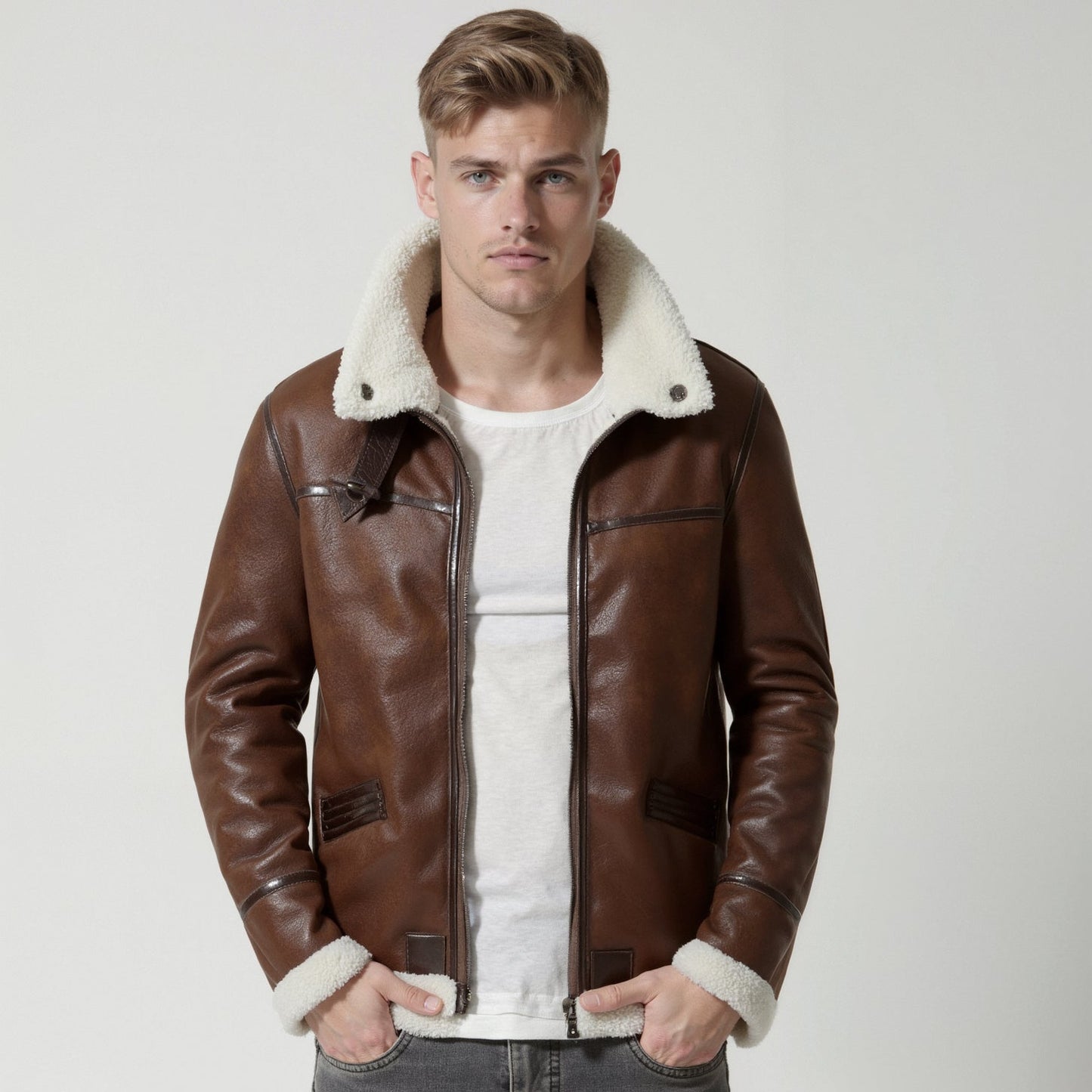 Chaqueta de cuero de chancho