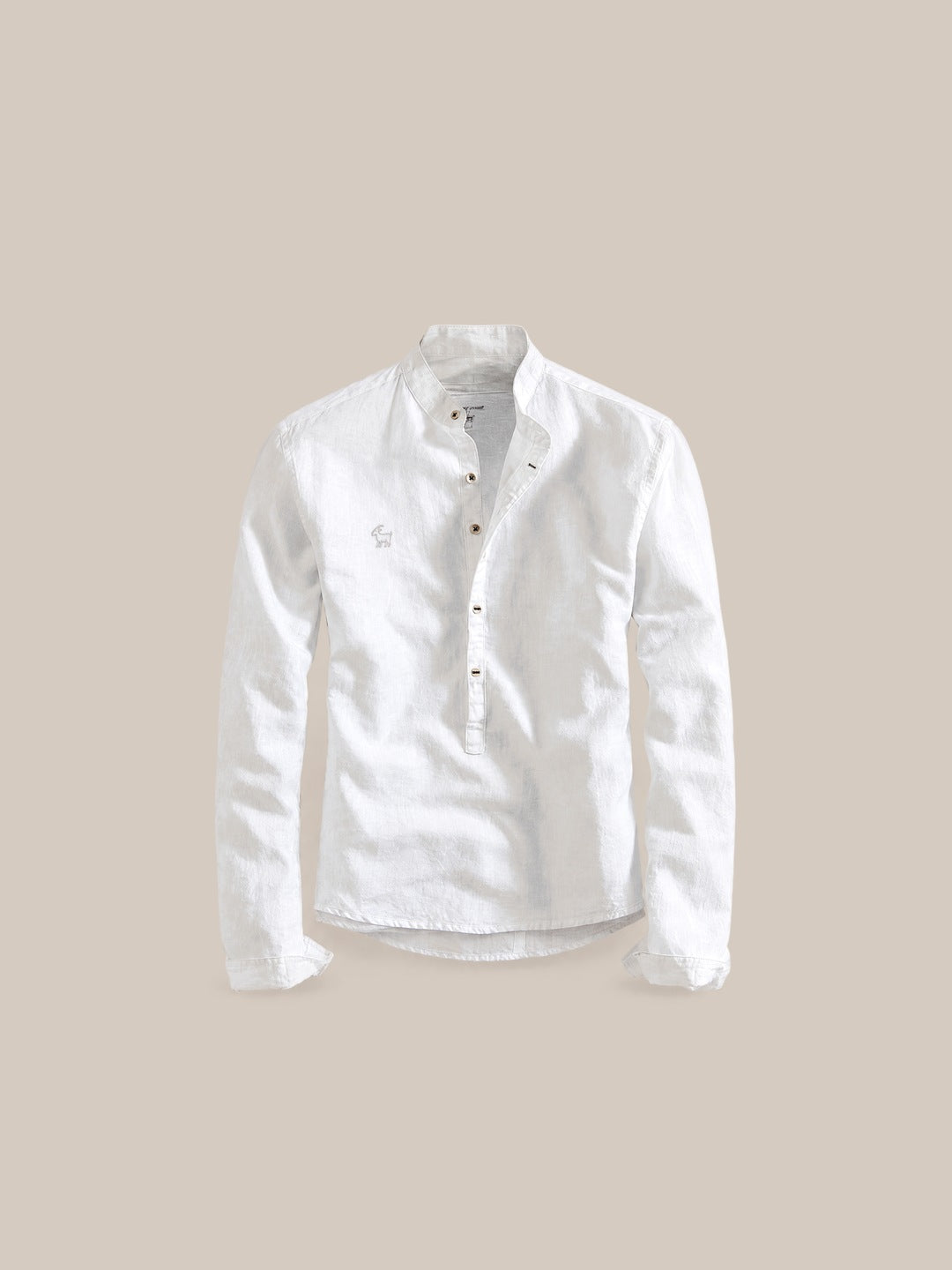 Camisa de lino Manga Larga cuello mao blanca - GOAT LONDON