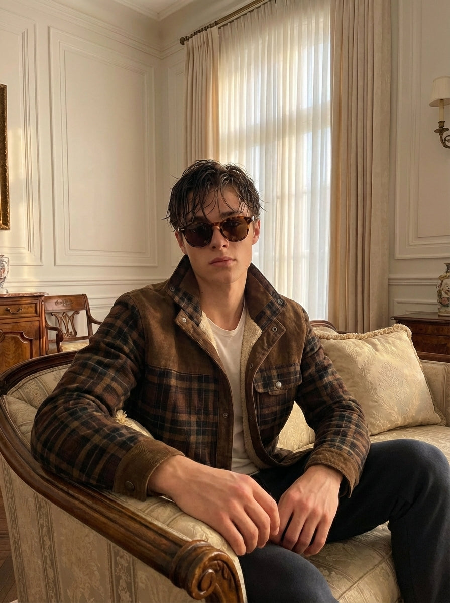 Chaqueta con corderito a cuadros