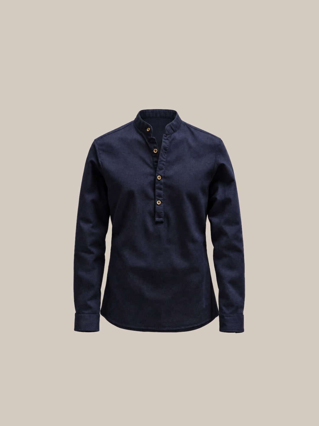 Camisa de lino Manga Larga cuello mao azul - GOAT LONDON