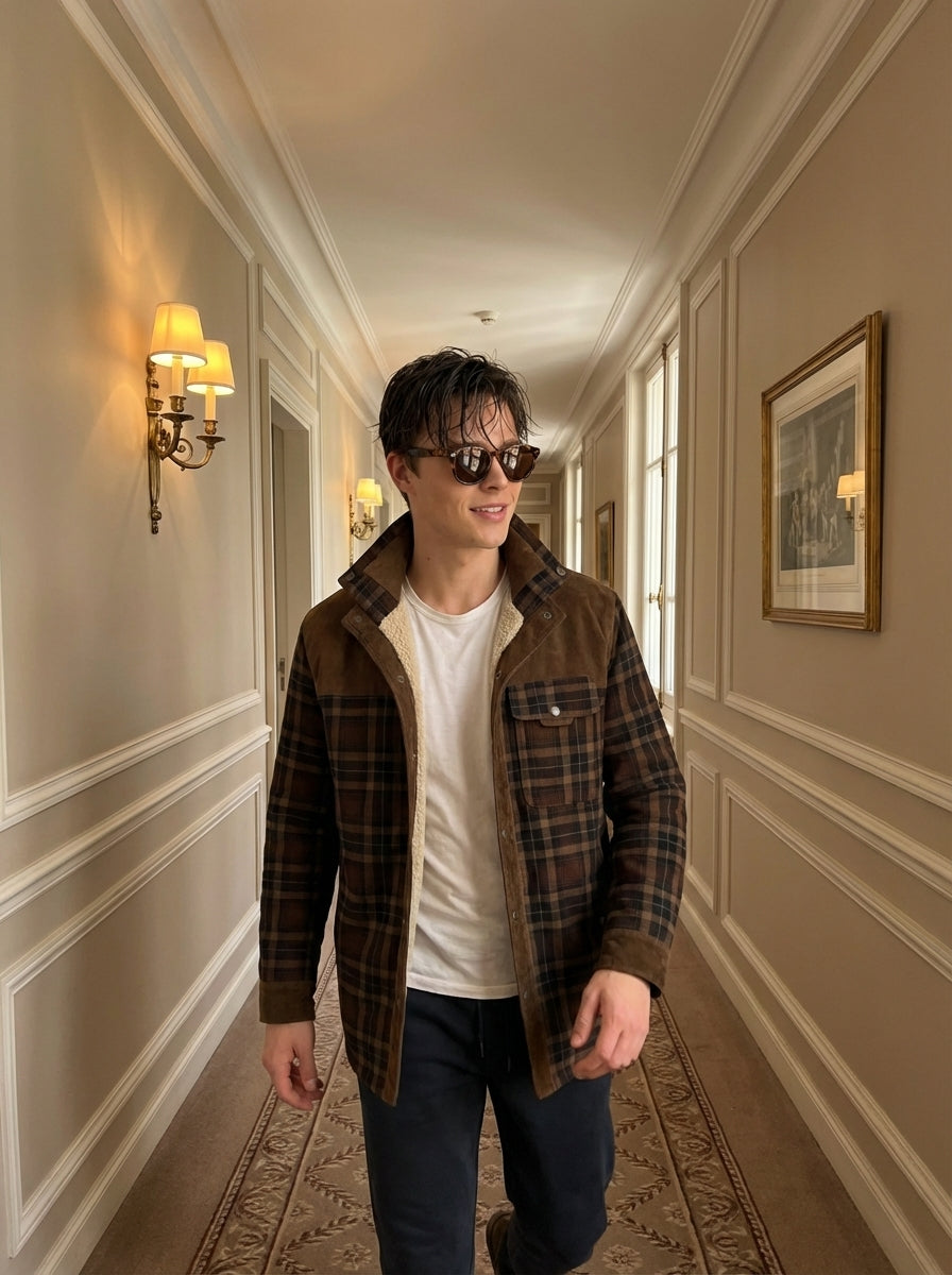 Chaqueta con corderito a cuadros