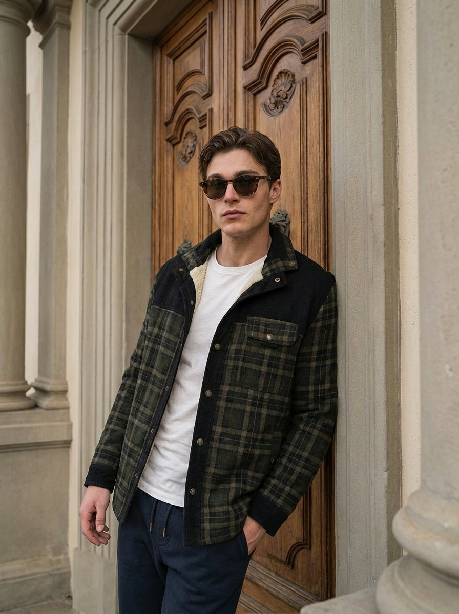 Chaqueta con corderito a cuadros