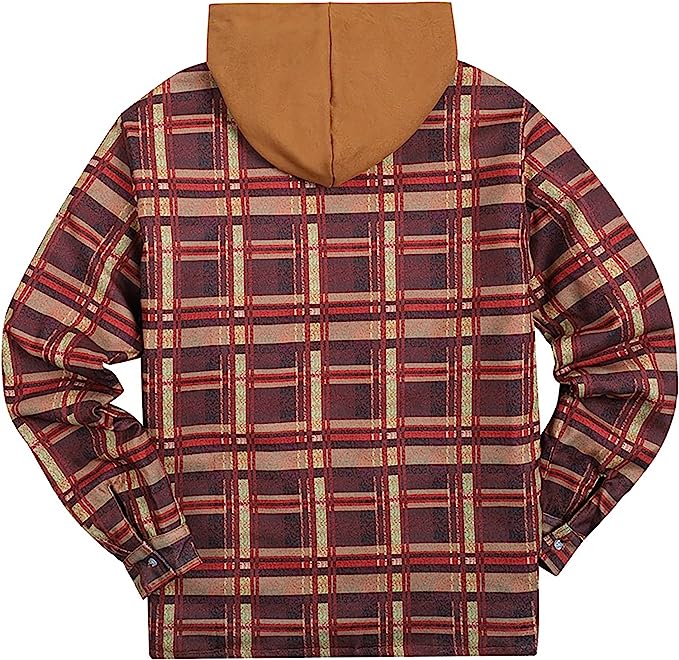 Campera de Invierno Beige a cuadros Con Capucha