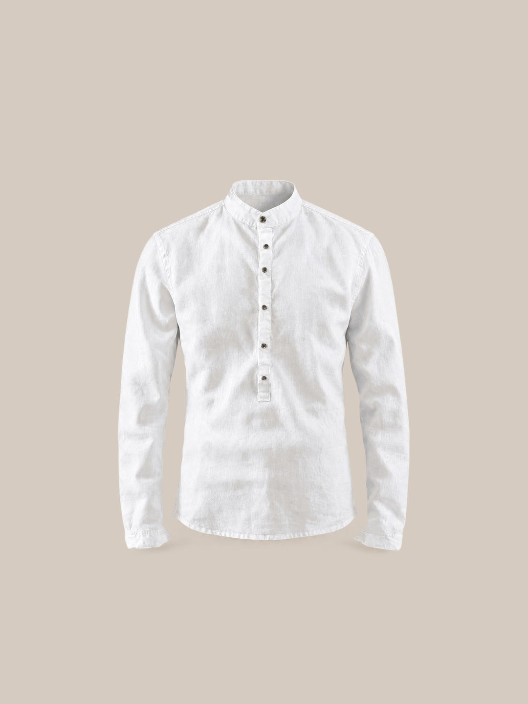 Camisa de lino Manga Larga cuello mao blanca - GOAT LONDON