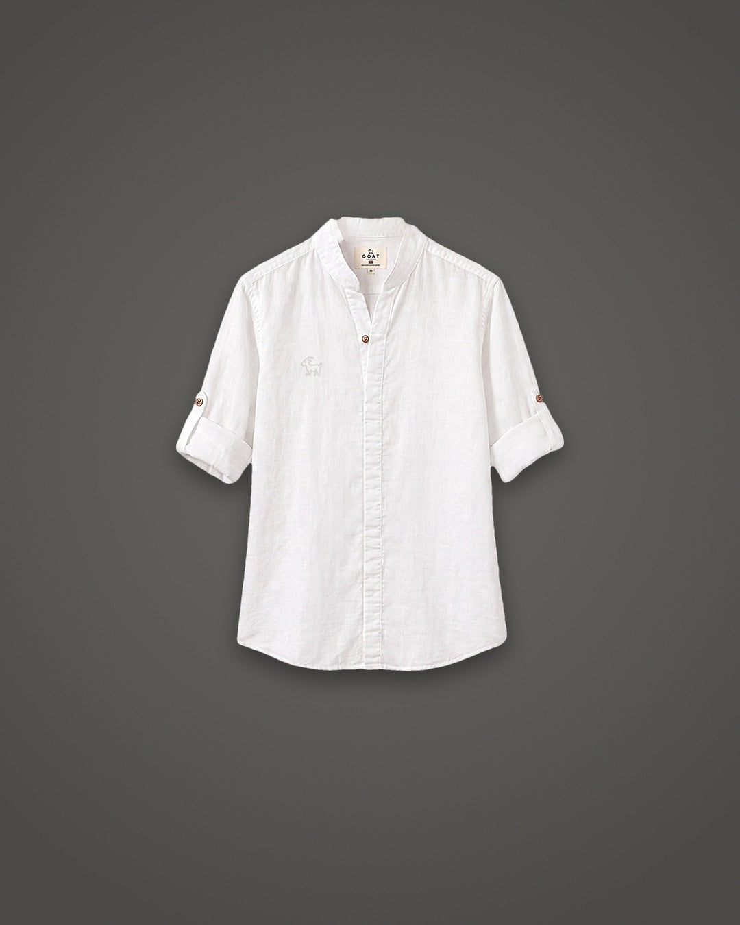 Camisa de lino manga larga cuello en V blanca