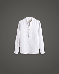 Thumbnail for Camisa de lino manga larga cuello mao blanca