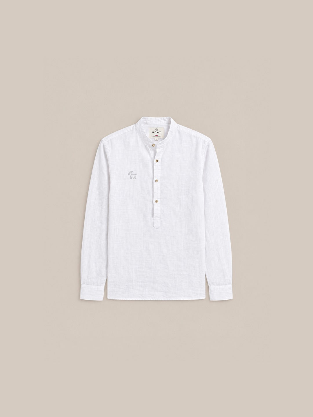 Camisa de lino Manga Larga cuello mao - Blanco