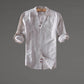 Camisa de lino Manga Larga Beige cuello en  V