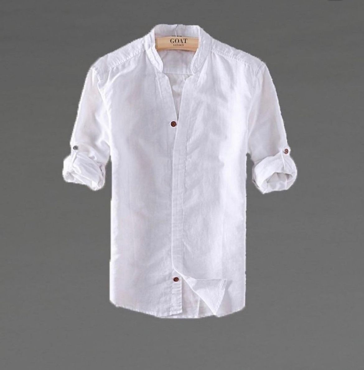 Camisa de lino Manga Larga Beige cuello en  V