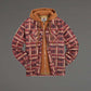 Campera de Invierno Beige a cuadros Con Capucha