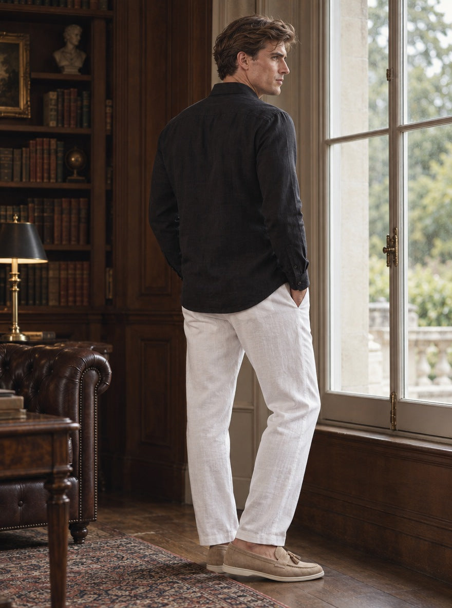 Camisa Holborn 100% lino - black espaldas