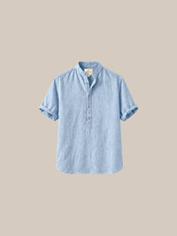 Thumbnail for Camisa de lino Manga corta Azul Marino - 1 celeste IA