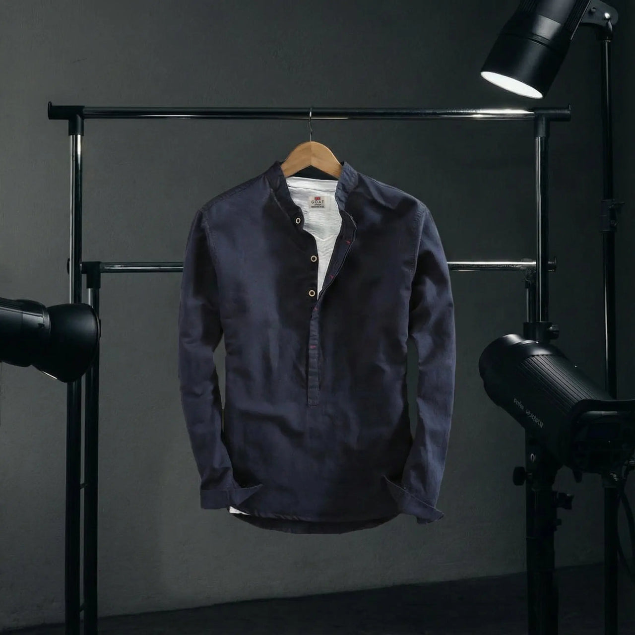 Camisa de lino Manga Larga cuello mao GOAT London