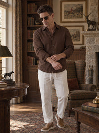 Thumbnail for Camisa Notting Hill Linen - marrón detalle