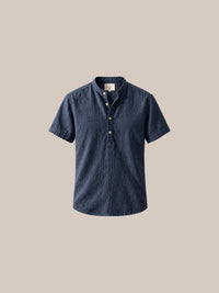 Thumbnail for Camisa de lino Manga corta Azul Marino - 2 azul - IA Gemini.jpg