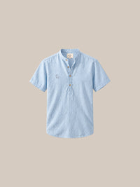 Thumbnail for Camisa de lino Manga corta Azul Marino - 2 celeste - IA Gemini.jpg