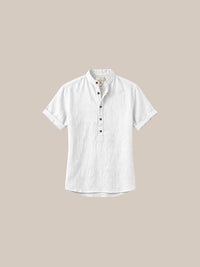 Thumbnail for Camisa de lino Manga corta Azul Marino - 1 blanco - IA Gemini.jpg
