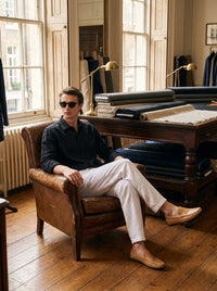 Thumbnail for Camisa Savile Row Black Linen - sentado
