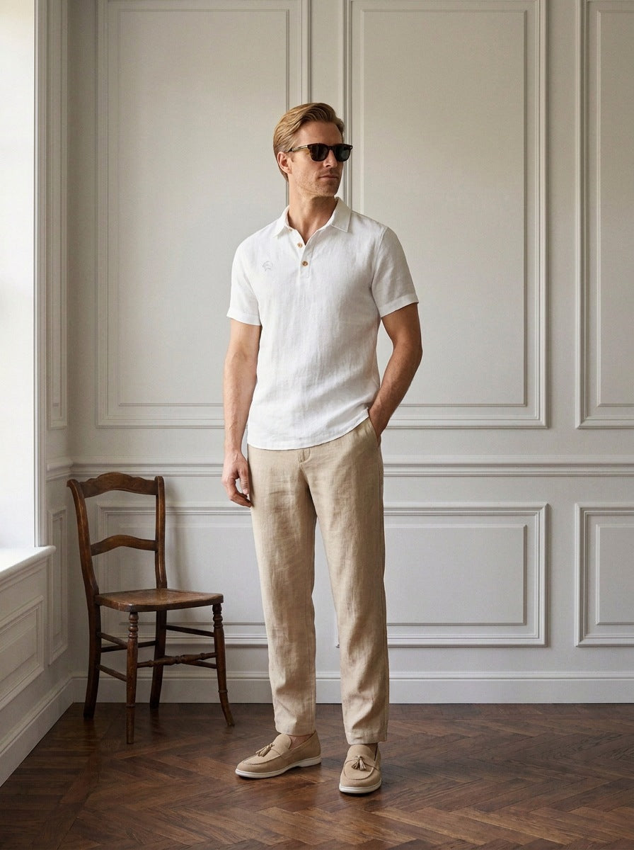 Remera Sundrige de lino - blanca de pie