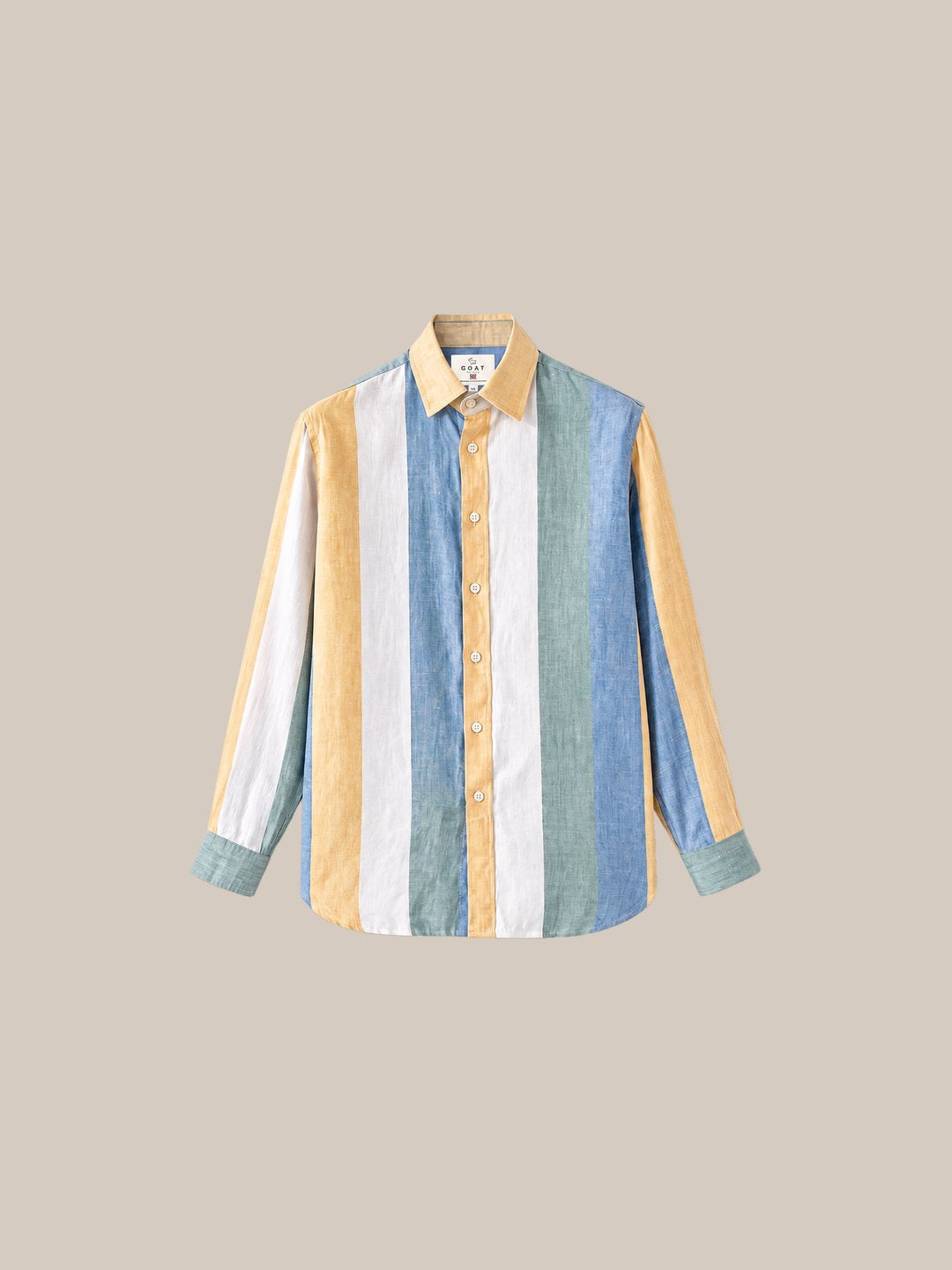 Camisa London Eye mang larga (100% lino) — 3 amarilla fondo beige - IA.jpg