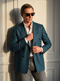 Thumbnail for Blazer Hyde Park Double-Breasted — Hyde Park petroleo - primer plano atardecer.jpg