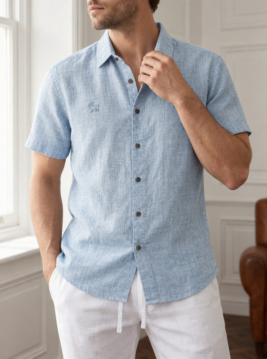 Camisa Westminster 100% de lino — Westminster celeste - Modelo H detalle GPT.jpg