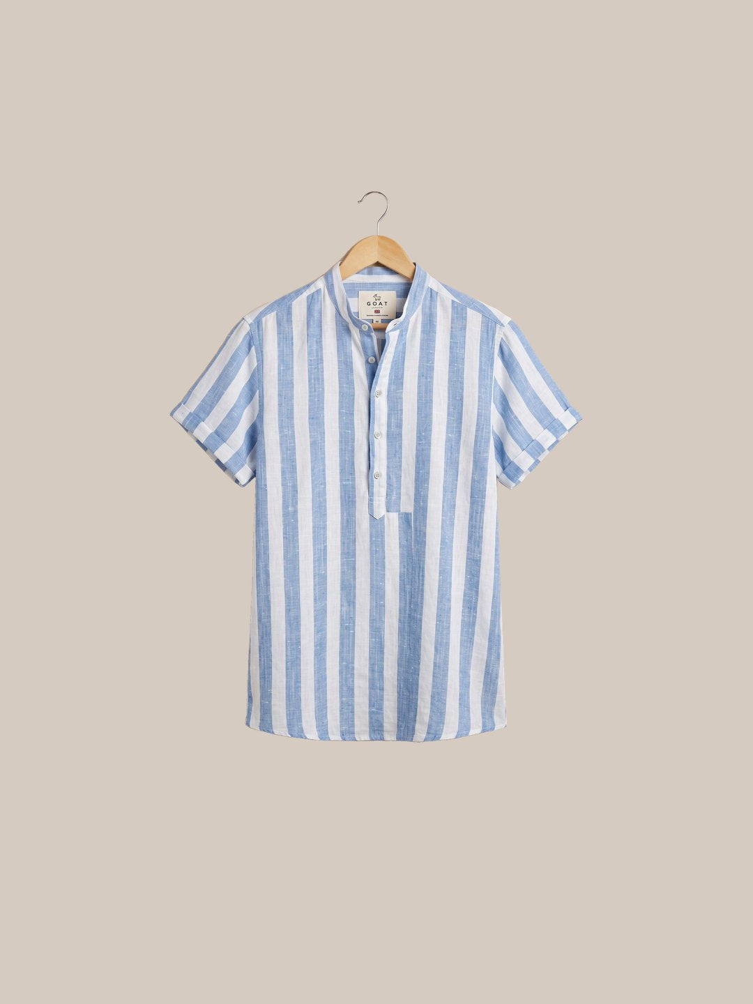 Camisa de lino Manga corta a rayas — Rayas Shopify percha - IA.jpg