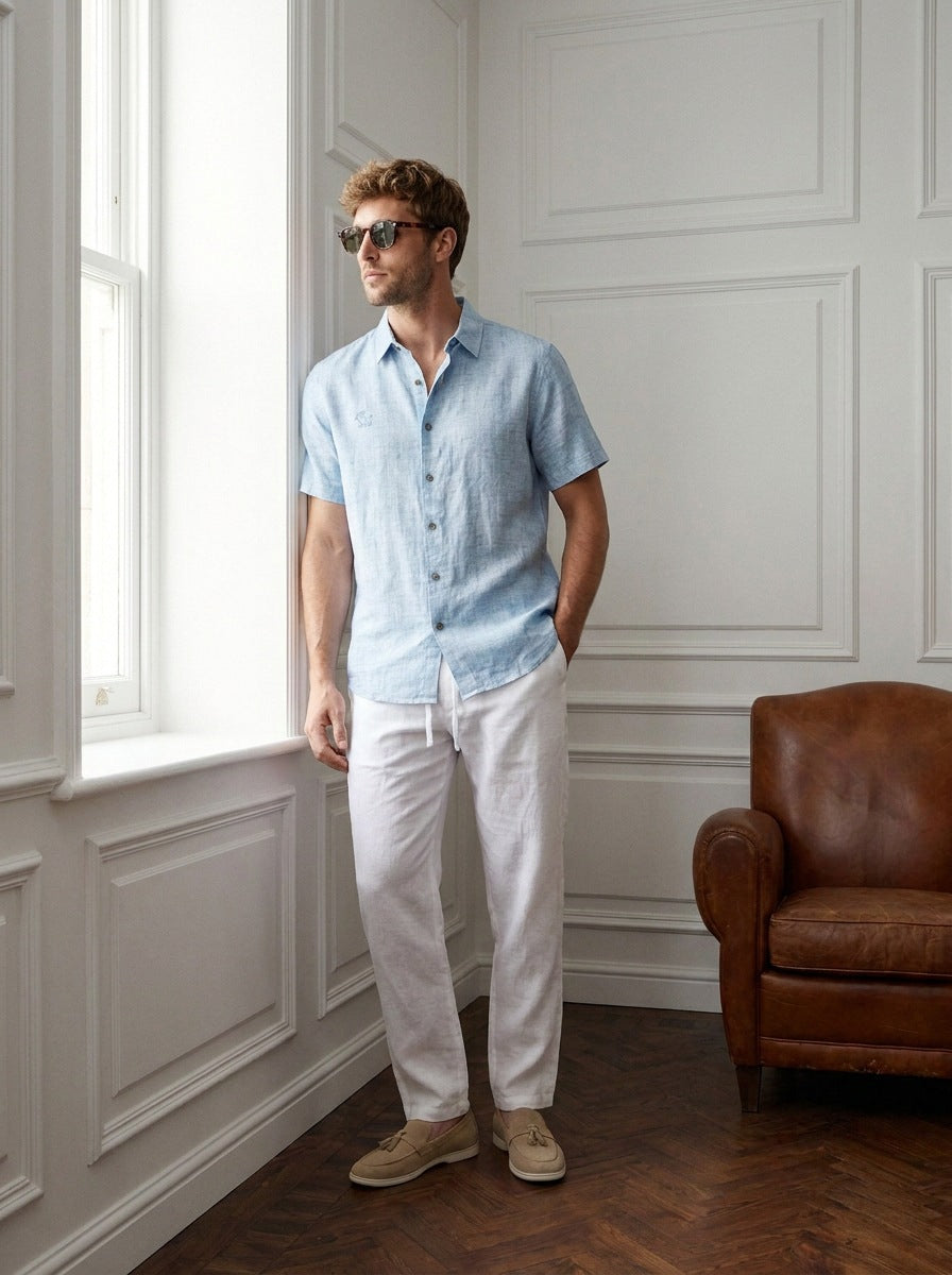 Camisa Westminster 100% de lino — Westminster celeste - Modelo H ventana.jpg