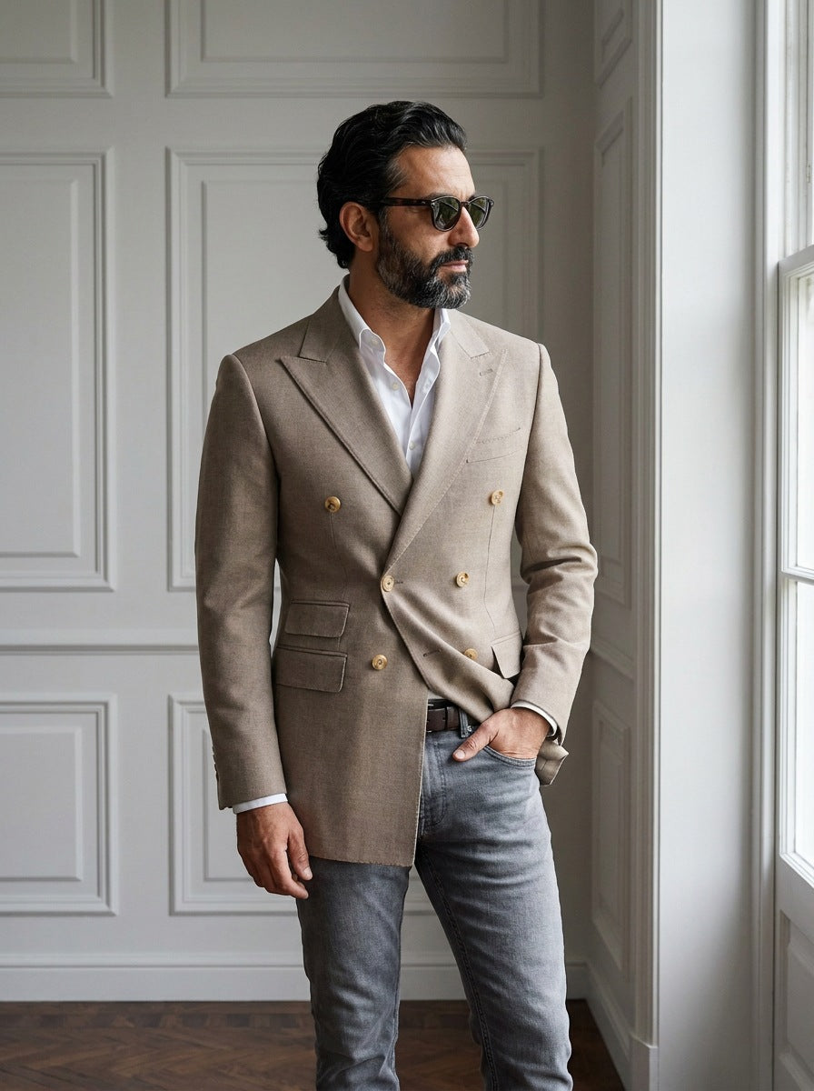 Blazer Sloane Double-Breasted — Sloane taupe - plano medio dia.jpg