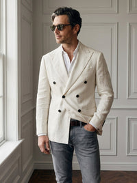 Thumbnail for Blazer St James's Linen Double-Breasted — St James blanco - plano medio dia.jpg