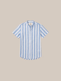 Thumbnail for Camisa de lino Manga corta a rayas — Rayas Shopify plano - IA Gemini.jpg