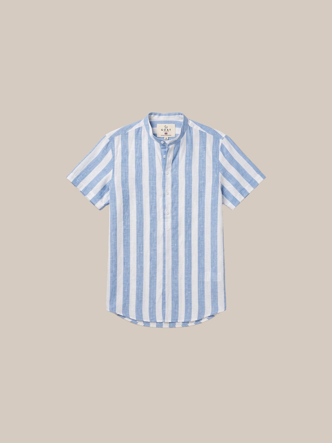Camisa de lino Manga corta a rayas — Rayas Shopify plano - IA Gemini.jpg