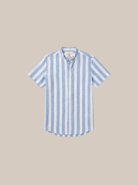Thumbnail for Camisa de lino Manga corta a rayas — Rayas Shopify plano - IA Gemini.jpg