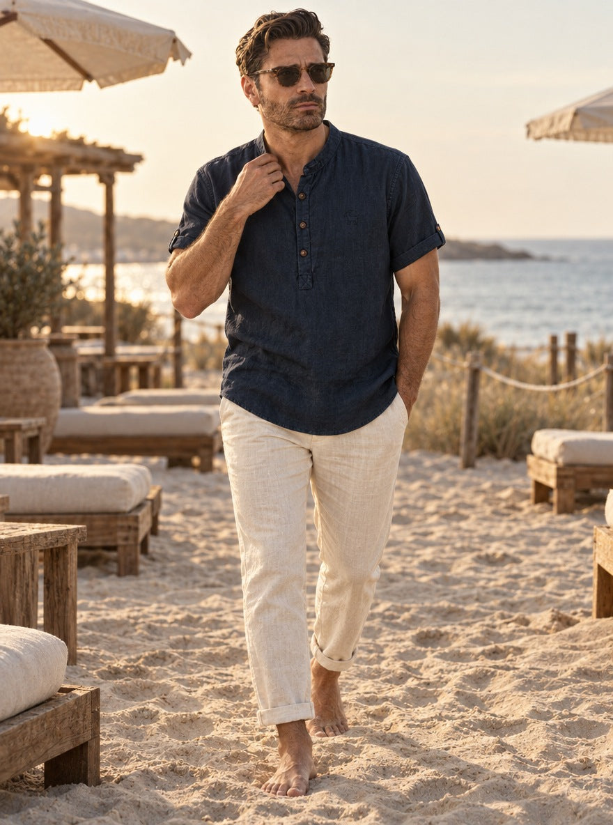 Camisa Goat London Classic — Classic azul - Modelo 1 playa GPT.jpg