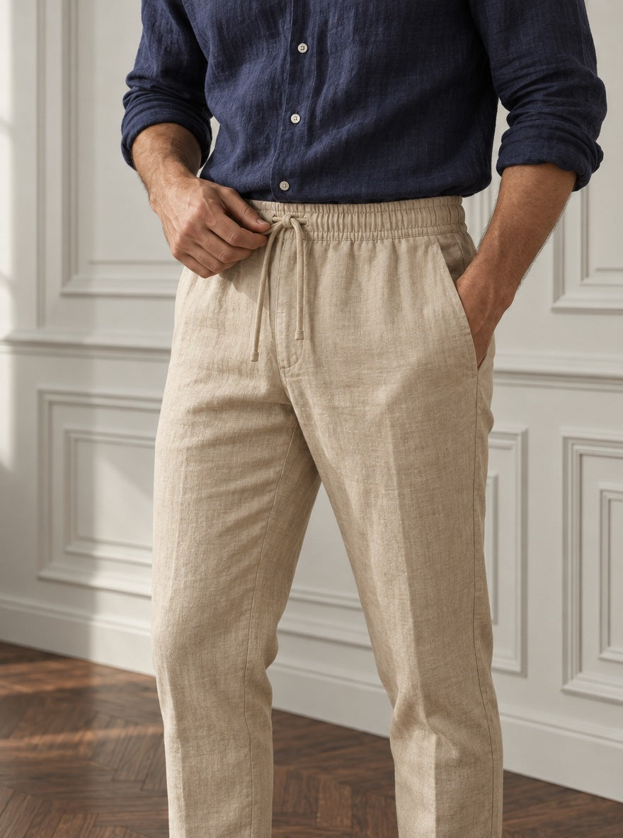 Pantalon de Bambula y lino — Pantalon lino kaki - modelo detalle GPT.jpg