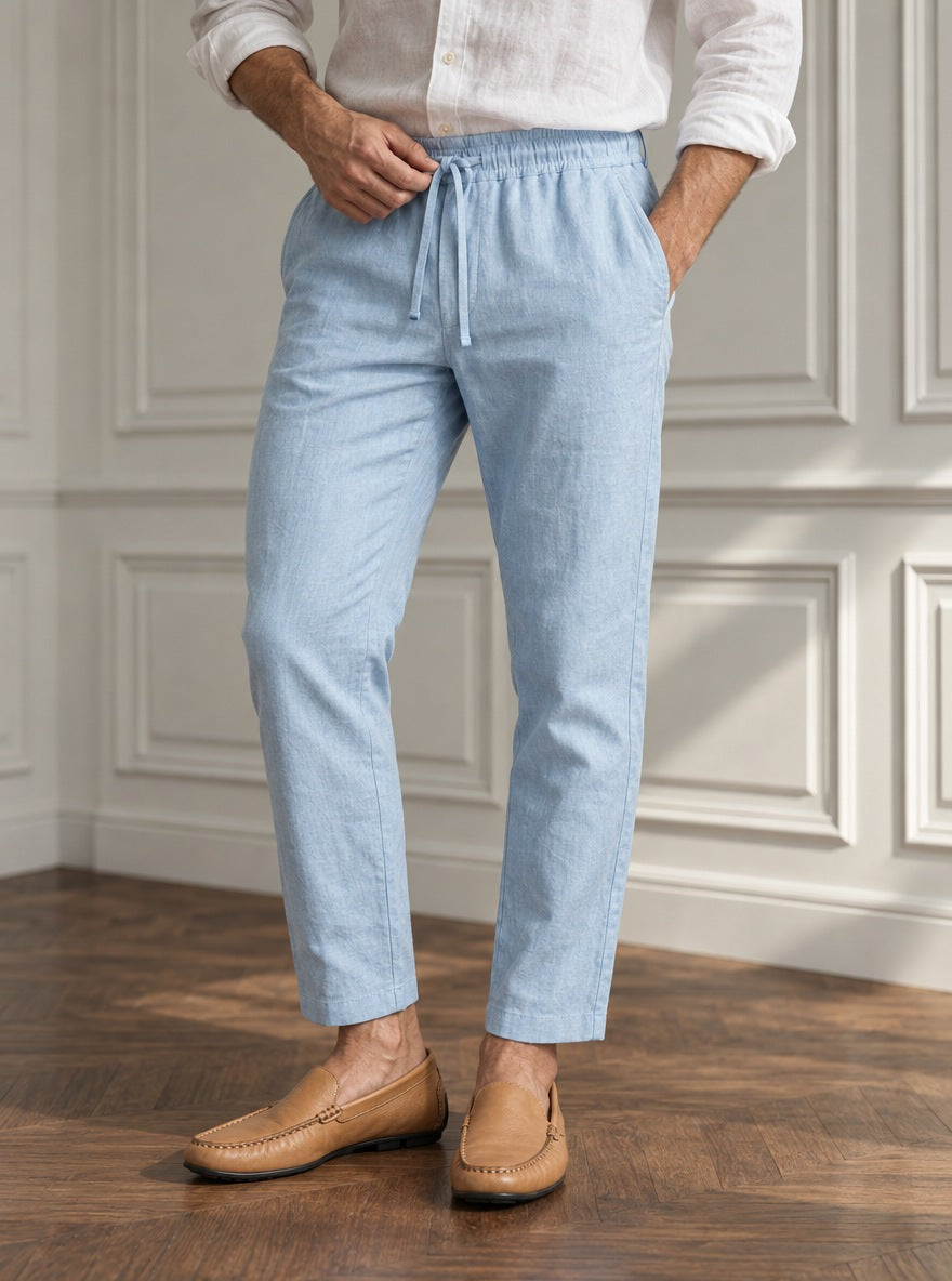 Pantalon de Bambula y lino — Pantalon lino celeste - modelo detalle GPT.jpg