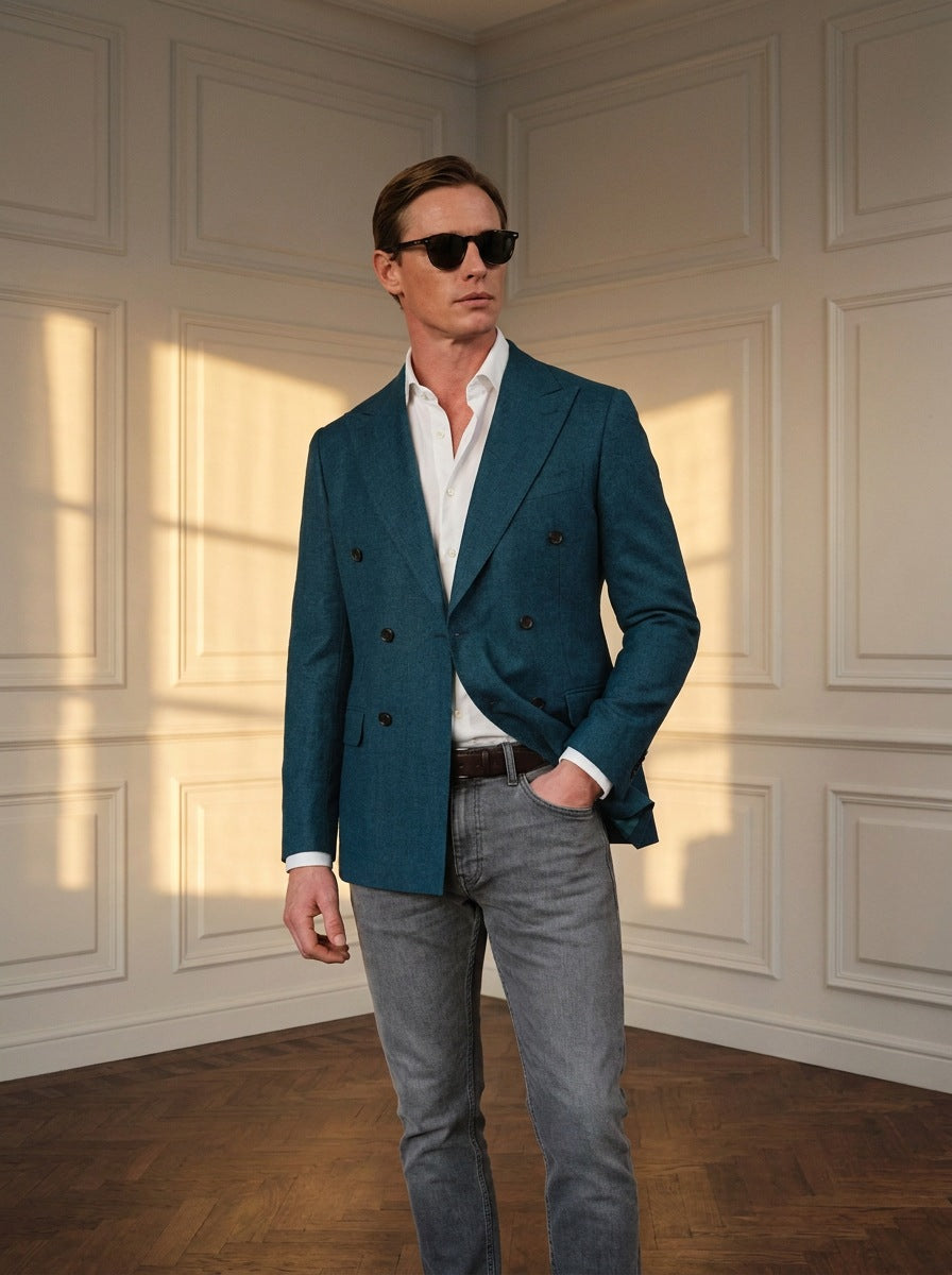 Blazer Hyde Park Double-Breasted — Hyde Park petroleo - plano medio atardecer.jpg