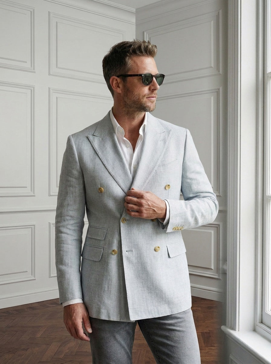 Blazer Regent's Park Double-Breasted — Regent's Park celeste - primer plano dia.jpg