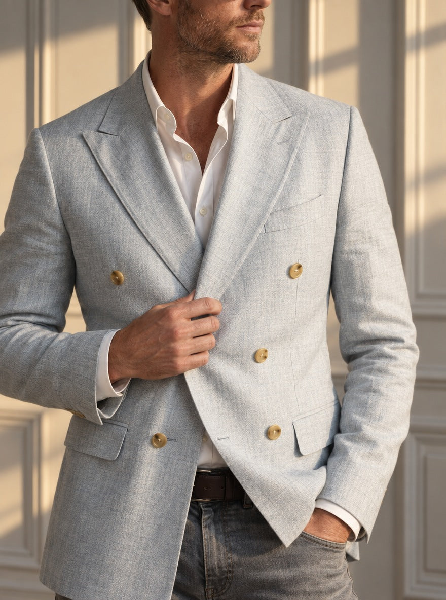 Blazer Regent's Park Double-Breasted — Regent's Park celeste - detalle atardecer GPT.jpg