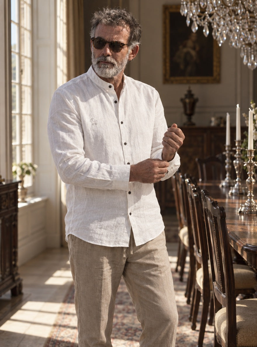 Camisa de Lino Camberwell — Camberwell blanca - Modelo S detalle GPT.jpg
