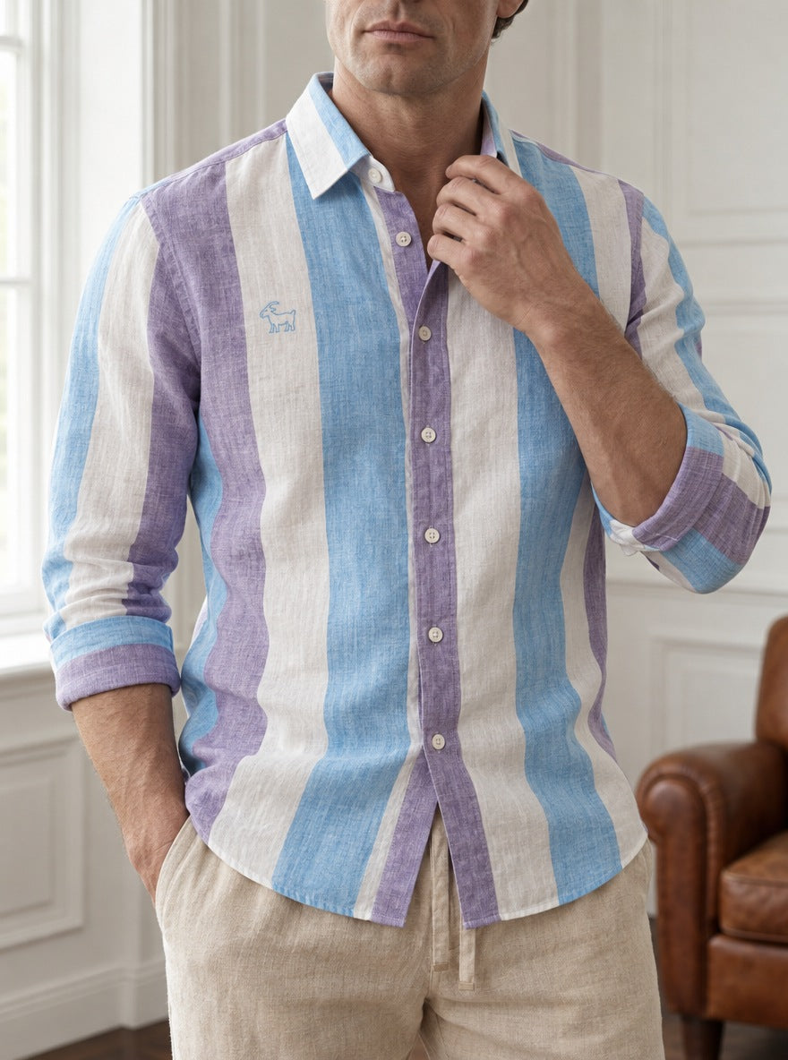 Camisa London Eye mang larga (100% lino) — London Eye ML celeste - Modelo I detalle GPT.jpg