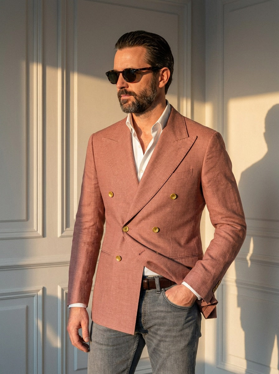 Blazer Bond Street Double-Breasted — Bond Street rosa - plano medio atardecer.jpg