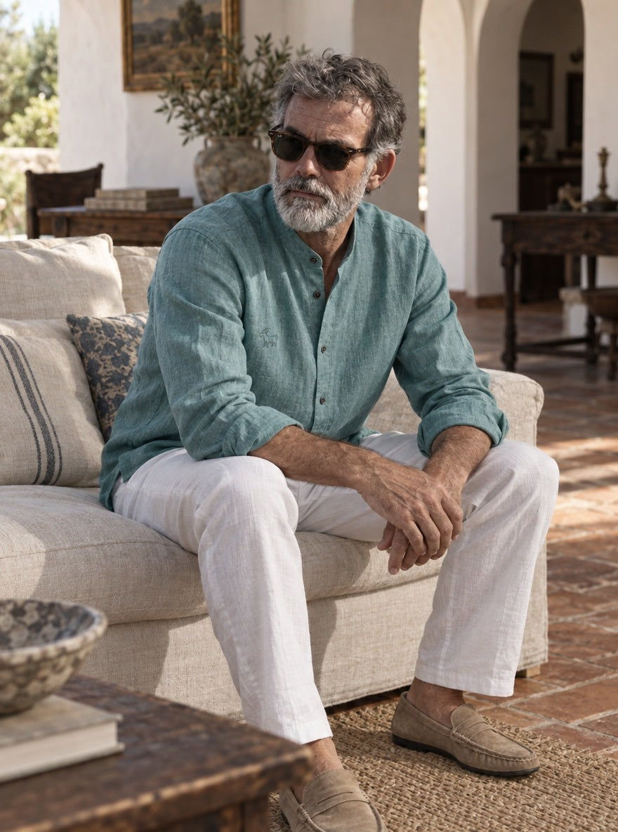 Camisa de Lino Camberwell — Camberwell celeste - Modelo S detalle GPT.jpg
