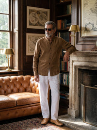 Thumbnail for Camisa de Lino Camberwell — Camberwell marron - Modelo S chimenea.jpg