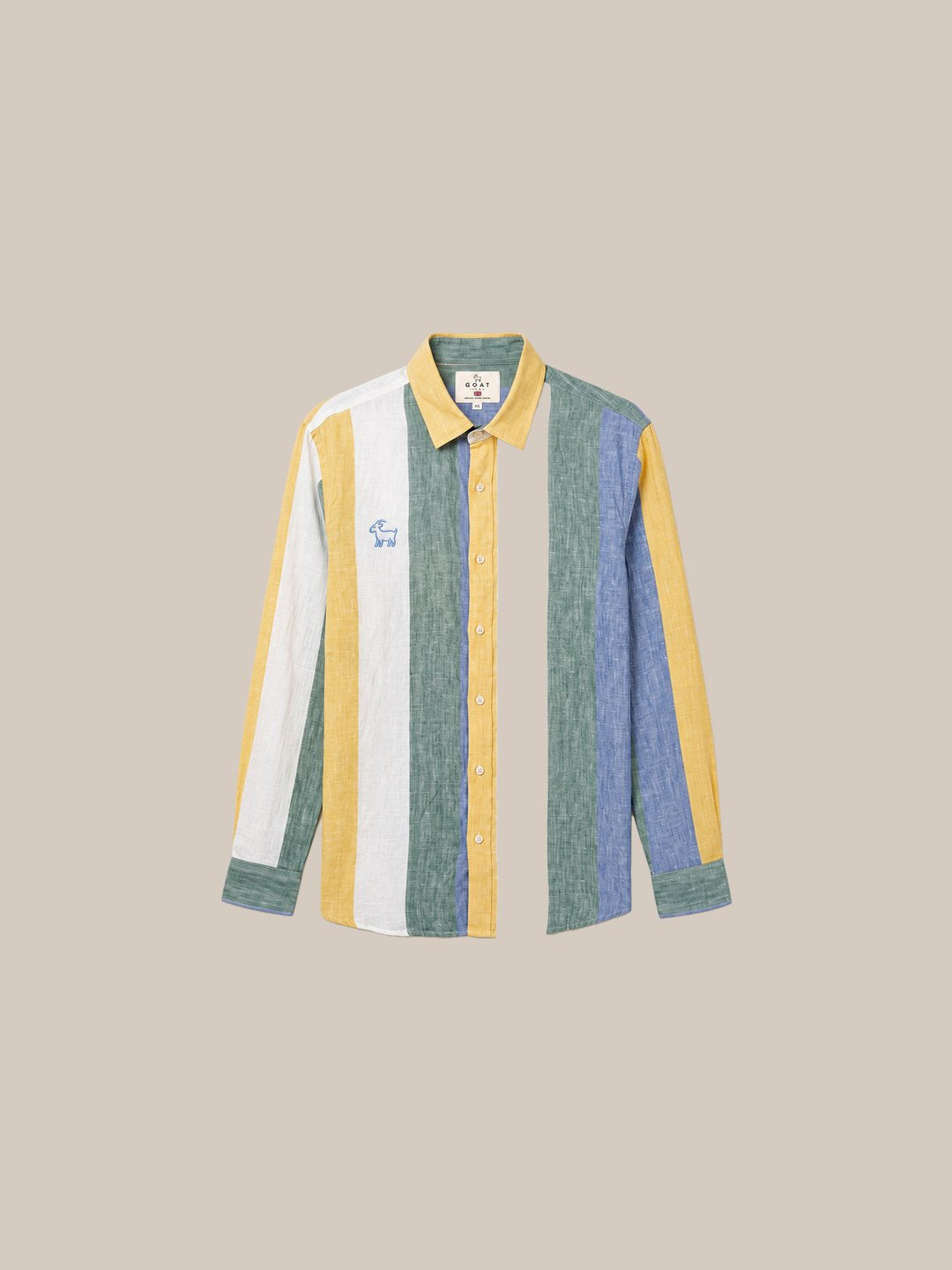 Camisa London Eye mang larga (100% lino) — 5 celeste fondo beige - IA Gemini.jpg